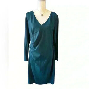 Escada teal long sleeved midi dress size 44
